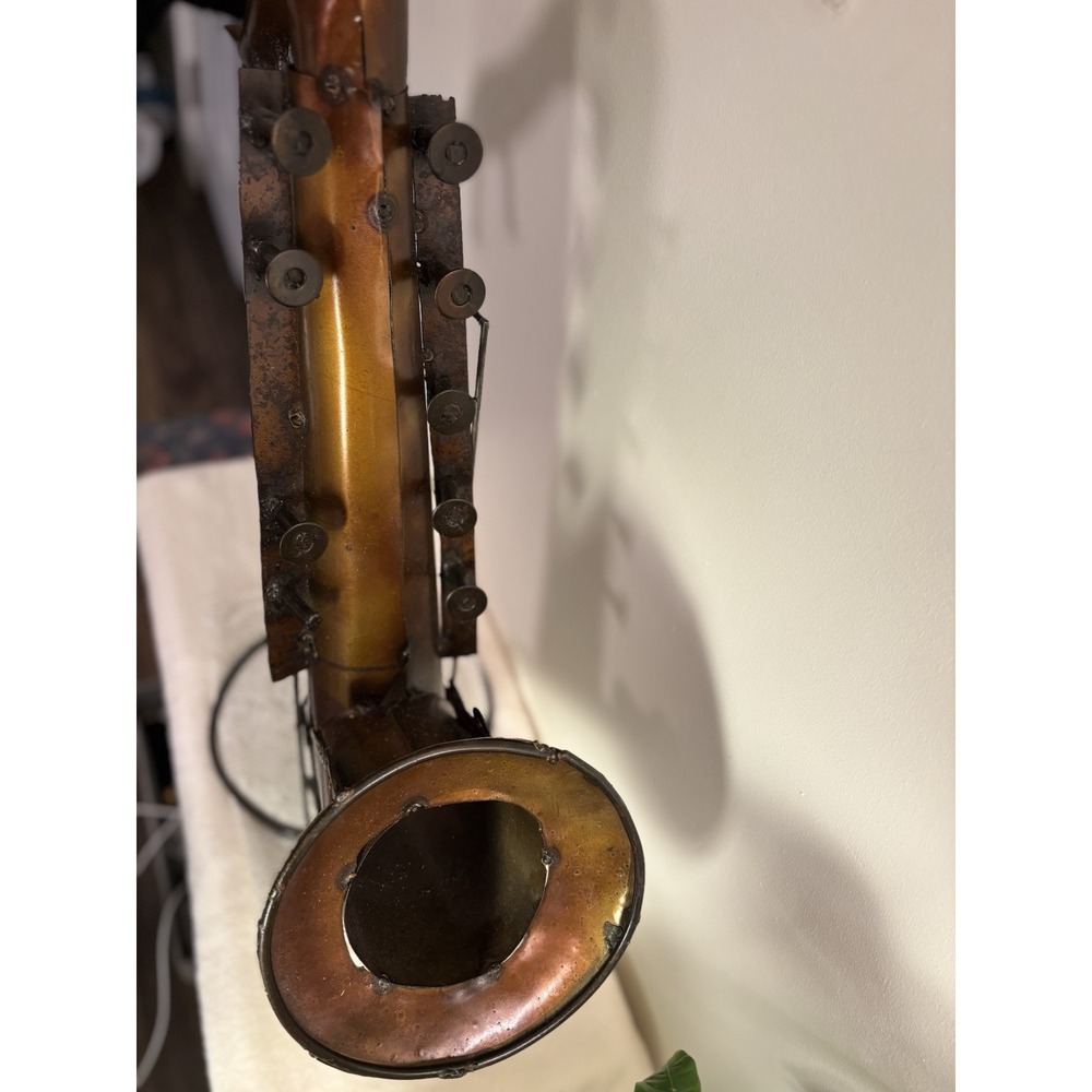 Saxophone Metal Sculpture Art Piece Musician - Picture 3 of 16